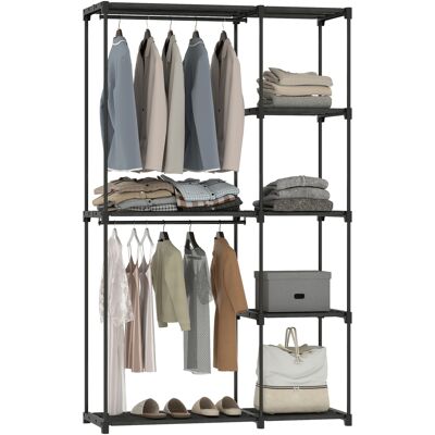 OEM Armoire De Rangement, Penderie Portable Avec 2 Barres De Suspension Et 6 Étagères, 111 X 43 X 185 Cm, Noir - Publicité OEM Armoire De Rangement, Penderie Portable Avec 2 Barres De Suspension Et 6 Étagères, 111 X 43 X 185 Cm, Noir - Publicité