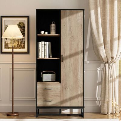 OEM Armoire Haute Moderne 80 X 40 X 180 Cm – Aspect Bois Avec Structure Noire, Avec Porte, 2 Tiroirs Et 3 Compartiments Ouverts – Espace De Rangement Polyvalent Pour Salon, Bureau Et Entrée. Publicité OEM Armoire Haute Moderne 80 X 40 X 180 Cm – Aspect Bois Avec Structure Noire, Avec Porte, 2 Tiroirs Et 3 Compartiments Ouverts – Espace De Rangement Polyvalent Pour Salon, Bureau Et Entrée. Publicité