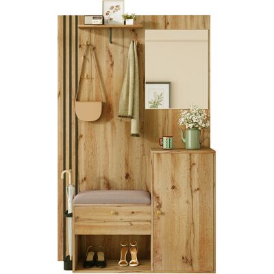 ACKERMAN Ensemble Armoire, Armoire Compacte, Armoire D'Entrée Avec Miroir Et Coussin, Finitions Noires Et Étagère Pour Parapluie, Meuble Mural De Salon, Étagère, Armoire D'Entrée, Meuble À Chaussures, (l X H X - Publicité ACKERMAN Ensemble Armoire, Armoire Compacte, Armoire D'Entrée Avec Miroir Et Coussin, Finitions Noires Et Étagère Pour Parapluie, Meuble Mural De Salon, Étagère, Armoire D'Entrée, Meuble À Chaussures, (l X H X - Publicité