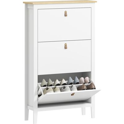 OEM Meuble À Chaussures 21 Paires, Armoire À Chaussures Avec 3 Tiroirs Rabattables, Étagères Amovibles Et Réglables, Blanc - Publicité OEM Meuble À Chaussures 21 Paires, Armoire À Chaussures Avec 3 Tiroirs Rabattables, Étagères Amovibles Et Réglables, Blanc - Publicité