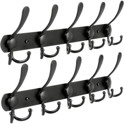 ABYSSE Wall Mounted Coat Racks, 2 Pack 15 Hooks Stainless Steel Wall Mounted Rail For Coat Rack Towel Robe Bathroom Entryway - Publicité ABYSSE Wall Mounted Coat Racks, 2 Pack 15 Hooks Stainless Steel Wall Mounted Rail For Coat Rack Towel Robe Bathroom Entryway - Publicité
