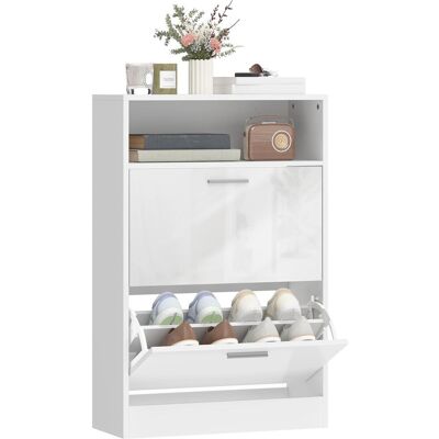 OEM Meuble À Chaussures 8 Paires, Armoire À Chaussures, 2 Tiroirs Rabattables, Étagères Réglables Et Compartiment, Blanc - Publicité OEM Meuble À Chaussures 8 Paires, Armoire À Chaussures, 2 Tiroirs Rabattables, Étagères Réglables Et Compartiment, Blanc - Publicité