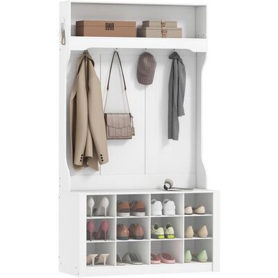 OEM Armoire Avec Étagère, Banc, Crochets, Compartiments À Chaussures, Panneaux De Particules, Mdf, Blanc - Publicité OEM Armoire Avec Étagère, Banc, Crochets, Compartiments À Chaussures, Panneaux De Particules, Mdf, Blanc - Publicité