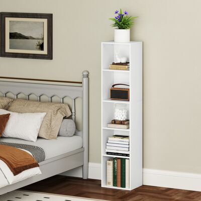 OEM Homcom Bibliothèque Étagère De Rangement À 5 Niveaux - Étagères Réglables, 30x24x133,5cm, Blanc - Publicité OEM Homcom Bibliothèque Étagère De Rangement À 5 Niveaux - Étagères Réglables, 30x24x133,5cm, Blanc - Publicité