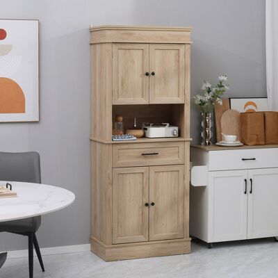 OEM Homcom Armoire De Cuisine Buffet Vaisselier Meuble Rangement Style Moderne Placards Étagères Réglables Tiroir Niche 74x39,5x183cm Chêne Clair - Publicité OEM Homcom Armoire De Cuisine Buffet Vaisselier Meuble Rangement Style Moderne Placards Étagères Réglables Tiroir Niche 74x39,5x183cm Chêne Clair - Publicité