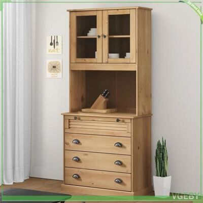 OEM Buffet Haut - Vigo - Bois De Pin Massif - Finition Cire De Miel - 80 X 40 X 176 Cm - Publicité OEM Buffet Haut - Vigo - Bois De Pin Massif - Finition Cire De Miel - 80 X 40 X 176 Cm - Publicité