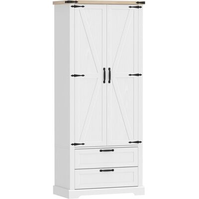 OEM Buffet Haut Cuisine, Armoire De Cuisine Avec 2 Portes, 2 Tiroirs, Étagères Réglables, Style Rustique, 76x40x180cm, Blanc - Publicité OEM Buffet Haut Cuisine, Armoire De Cuisine Avec 2 Portes, 2 Tiroirs, Étagères Réglables, Style Rustique, 76x40x180cm, Blanc - Publicité