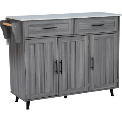 CAPSKA Caizichariot De Salle À Manger / Buffet 129x46(71)x91.5(95) Cm, Plateau En Marbre Blanc Et Caisson Effet Bois Gris Kaki, Plateau Extensible, Porte De Rangement, Roulettes, Pieds En Bois Massif Interch - Publicité CAPSKA Caizichariot De Salle À Manger / Buffet 129x46(71)x91.5(95) Cm, Plateau En Marbre Blanc Et Caisson Effet Bois Gris Kaki, Plateau Extensible, Porte De Rangement, Roulettes, Pieds En Bois Massif Interch - Publicité