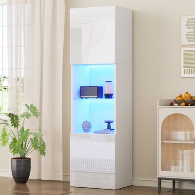 ACKERMAN Vitrine Blanche Laquée Brillante Avec Éclairage Led, 1 Étagère En Verre, 45 X 35 X 160 Cm, Vitrines, Vitrines Autoportantes, Armoires Hautes, Armoires De Rangement - Publicité ACKERMAN Vitrine Blanche Laquée Brillante Avec Éclairage Led, 1 Étagère En Verre, 45 X 35 X 160 Cm, Vitrines, Vitrines Autoportantes, Armoires Hautes, Armoires De Rangement - Publicité