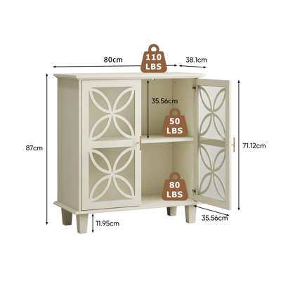 MIDUODUO Buffet Étagères Réglables Meuble Salle De Bain Indépendant Portes Verre Trempé Console Cuisine Rétro Rangement Décoratif Deux Portes Crème. Publicité MIDUODUO Buffet Étagères Réglables Meuble Salle De Bain Indépendant Portes Verre Trempé Console Cuisine Rétro Rangement Décoratif Deux Portes Crème. Publicité