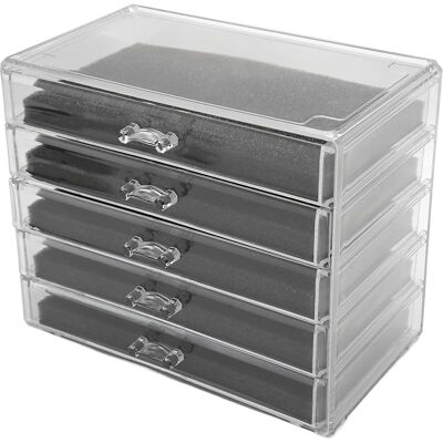 SANS MARQUE Organisateur De Bijoux Punaisable, Acrylique Transparent 5 Tiroirs, Bacs De Rangement Empilables, Organisateurs De Maquillage Transparents Et Rangement, Organisateur De Boucles D'Oreilles, Cadeau Pour - Publicité SANS MARQUE Organisateur De Bijoux Punaisable, Acrylique Transparent 5 Tiroirs, Bacs De Rangement Empilables, Organisateurs De Maquillage Transparents Et Rangement, Organisateur De Boucles D'Oreilles, Cadeau Pour - Publicité