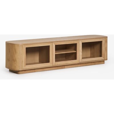 Meuble Tv 180x40 Cm En Mdf Et Verre Trempé Walia Sklum - Publicité Meuble Tv 180x40 Cm En Mdf Et Verre Trempé Walia Sklum - Publicité