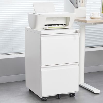 ACKERMAN White 2-drawer Metal Mobile Locking File Cabinet, Under Desk Steel Office Filing Cabinet, 25.6"h For Legal/letter Size Documents - Publicité ACKERMAN White 2-drawer Metal Mobile Locking File Cabinet, Under Desk Steel Office Filing Cabinet, 25.6"h For Legal/letter Size Documents - Publicité