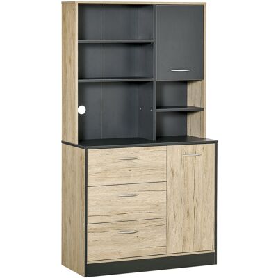 OEM Buffet De Cuisine Armoire Multi Rangements 2 Portes 3 Tiroirs Étagères Grand Plateau 90l X 39l X 169h Cm Bicolore Chêne Clair Gris - Publicité OEM Buffet De Cuisine Armoire Multi Rangements 2 Portes 3 Tiroirs Étagères Grand Plateau 90l X 39l X 169h Cm Bicolore Chêne Clair Gris - Publicité