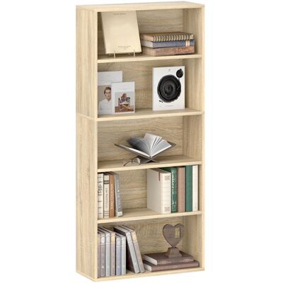OEM Bibliothèque Étagère De Rangement 5 Niveaux Avec Étagères Réglables Pour Salon, Chambre, Bureau, 60x24x133,5cm, Naturel - Publicité OEM Bibliothèque Étagère De Rangement 5 Niveaux Avec Étagères Réglables Pour Salon, Chambre, Bureau, 60x24x133,5cm, Naturel - Publicité
