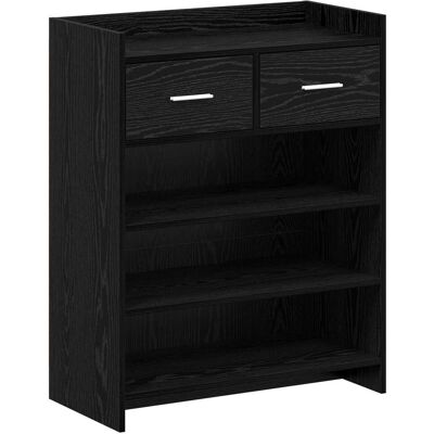 Cabinet À Chaussures Avec Tiroir Chêne Noir 73,5 X 36 X 92 Cm Vidaxl - Publicité Cabinet À Chaussures Avec Tiroir Chêne Noir 73,5 X 36 X 92 Cm Vidaxl - Publicité