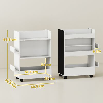 ALLAUVE Étagère Enfant 4 Niveaux, Compartiment Bas, 2 Côtés, Tableau Noir, Roulettes, Pour 3–8 Ans, 66,5x32,5x86,5 Cm Blanc - Publicité ALLAUVE Étagère Enfant 4 Niveaux, Compartiment Bas, 2 Côtés, Tableau Noir, Roulettes, Pour 3–8 Ans, 66,5x32,5x86,5 Cm Blanc - Publicité