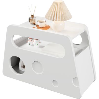 ACKERMAN Buffet, Table D'Appoint Blanche Moderne À Roulettes, Design Arrondi Sécurisé – Mobile, Gain De Place, Idéale Pour Le Salon Et La Chambre (81x33x51,5 Cm) - Publicité ACKERMAN Buffet, Table D'Appoint Blanche Moderne À Roulettes, Design Arrondi Sécurisé – Mobile, Gain De Place, Idéale Pour Le Salon Et La Chambre (81x33x51,5 Cm) - Publicité