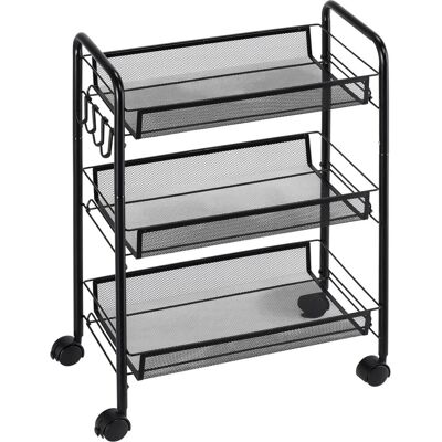 OEM Chariot À 3 Niveaux Avec Paniers Desserte À Roulettes Chariot De Rangement Roulante 45 X 26,5 X 63 Cm Noir - Publicité OEM Chariot À 3 Niveaux Avec Paniers Desserte À Roulettes Chariot De Rangement Roulante 45 X 26,5 X 63 Cm Noir - Publicité