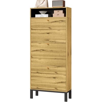ACKERMAN Meuble À Chaussures/étagère À Chaussures, Haut Et Étroit, Avec 3 Portes Et Compartiments Supplémentaires, Hauteur 147 Cm - Publicité ACKERMAN Meuble À Chaussures/étagère À Chaussures, Haut Et Étroit, Avec 3 Portes Et Compartiments Supplémentaires, Hauteur 147 Cm - Publicité