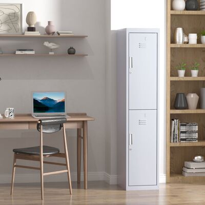 OEM Homcom Armoire Métallique À Casiers - 2 Compartiments Verrouillables Avec 2 Clés, 4 Étagères, 38x46x180cm, Gris - Publicité OEM Homcom Armoire Métallique À Casiers - 2 Compartiments Verrouillables Avec 2 Clés, 4 Étagères, 38x46x180cm, Gris - Publicité