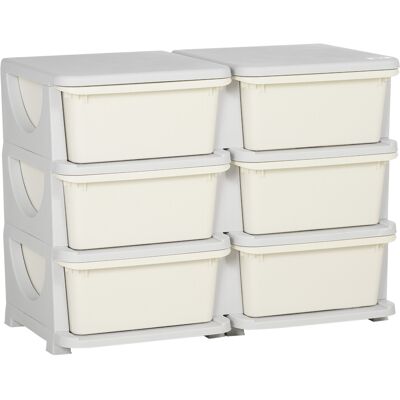 DEVOKO Organisateur Jouets Enfant Crème 75x37x56,5cm 3 Niveaux 6 Tiroirs Boîtes Plastique Rangement - Publicité DEVOKO Organisateur Jouets Enfant Crème 75x37x56,5cm 3 Niveaux 6 Tiroirs Boîtes Plastique Rangement - Publicité