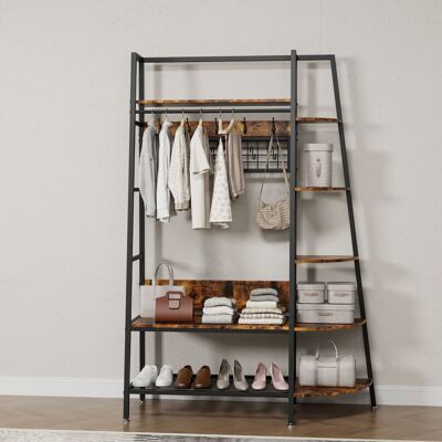 ACKERMAN Industrial Style Freestanding Open Coat Rack With Shelves - Retro Brown Hanging Rack For Bedroom, Living Room & Home Office - Multi-functional Clothes & Shoe Storage Organizer - Publicité ACKERMAN Industrial Style Freestanding Open Coat Rack With Shelves - Retro Brown Hanging Rack For Bedroom, Living Room & Home Office - Multi-functional Clothes & Shoe Storage Organizer - Publicité
