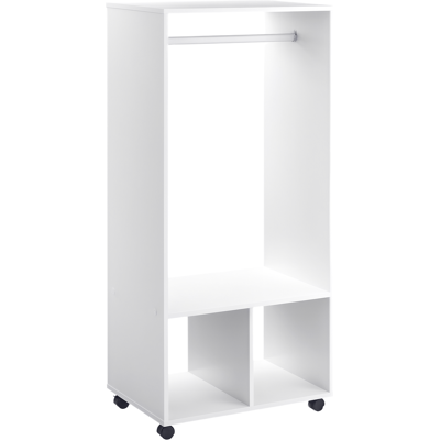 OEM Homcom Armoire Penderie Étagère 2 Niches Penderie 4 Roulettes Pivotantes Dim. 60l X 40l X 128h Cm Coloris Blanc - Publicité OEM Homcom Armoire Penderie Étagère 2 Niches Penderie 4 Roulettes Pivotantes Dim. 60l X 40l X 128h Cm Coloris Blanc - Publicité