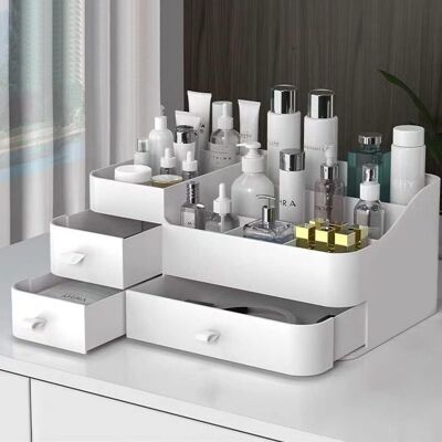 ALVIOR Organisateur De Maquillage - 34 X 15 X 22 Cm - 3 Tiroirs - 8 Compartiments - Pour Cosmétiques Bijoux Pinceaux - 1 Pièce - Publicité ALVIOR Organisateur De Maquillage - 34 X 15 X 22 Cm - 3 Tiroirs - 8 Compartiments - Pour Cosmétiques Bijoux Pinceaux - 1 Pièce - Publicité