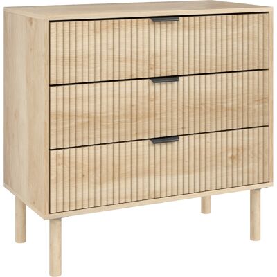 ARRIGONI Commode 3 Tiroirs En Bois Pour Chambre Et Entree Style Nordique 80 X 40 X 77,5 Cm Chene - Publicité ARRIGONI Commode 3 Tiroirs En Bois Pour Chambre Et Entree Style Nordique 80 X 40 X 77,5 Cm Chene - Publicité