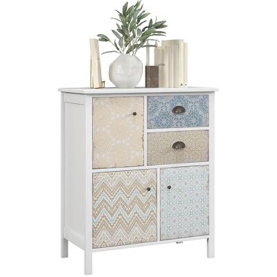 OEM Buffet Style Shabby Chic, Commode, 2 Tiroirs, 3 Compartiments De Rangement, Bois De Pin, 68 X 34 X 80 Cm, Blanc - Publicité OEM Buffet Style Shabby Chic, Commode, 2 Tiroirs, 3 Compartiments De Rangement, Bois De Pin, 68 X 34 X 80 Cm, Blanc - Publicité