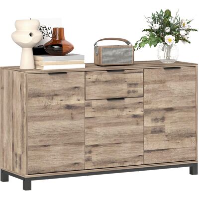 ARRIGONI Buffet Style Industriel Avec Tiroir Et 3 Placards Bois Marron 120x36,5x70 Cm - Publicité ARRIGONI Buffet Style Industriel Avec Tiroir Et 3 Placards Bois Marron 120x36,5x70 Cm - Publicité