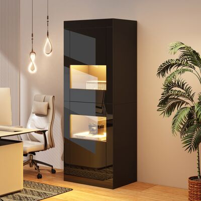 ACKERMAN Vitrine Laquée Brillant Noir Avec Éclairage Led, 1 Plateau En Verre, 6142162 Cm, Vitrine, Vitrine Autonome, Armoire Haute, Meuble De Rangement - Publicité ACKERMAN Vitrine Laquée Brillant Noir Avec Éclairage Led, 1 Plateau En Verre, 6142162 Cm, Vitrine, Vitrine Autonome, Armoire Haute, Meuble De Rangement - Publicité