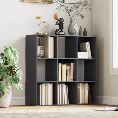 OEM Homcom Bibliothèque Étagère De Rangement À 3 Niveaux - 9 Compartiments, 91x29,5x91cm, Gris - Publicité OEM Homcom Bibliothèque Étagère De Rangement À 3 Niveaux - 9 Compartiments, 91x29,5x91cm, Gris - Publicité