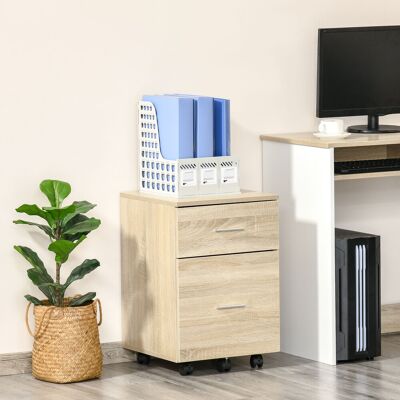OEM Vinsetto Caisson De Bureau Rangement Mobile - 2 Tiroirs, 5 Roulettes, Panneaux De Particules, 39,5x39x58,5cm, Chêne - Publicité OEM Vinsetto Caisson De Bureau Rangement Mobile - 2 Tiroirs, 5 Roulettes, Panneaux De Particules, 39,5x39x58,5cm, Chêne - Publicité