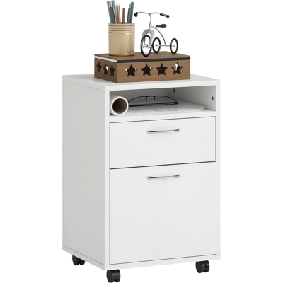 ARRIGONI Caisson De Bureau A Tiroirs Avec Roulettes Et Etagere Ouverte Blanc - Publicité ARRIGONI Caisson De Bureau A Tiroirs Avec Roulettes Et Etagere Ouverte Blanc - Publicité