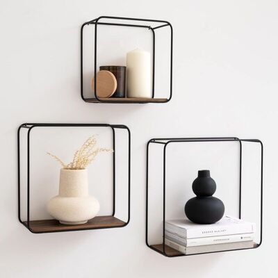 OEM Étagères Murales -jona- Étagère En 3 Parties En Métal Et Placage De Bois Véritable Décoration Murale, Rangement Et Étagère À Livres Pour Salle De Bain, Salon, Cuisine, Chambre Noyer-crezuo - Publicité OEM Étagères Murales -jona- Étagère En 3 Parties En Métal Et Placage De Bois Véritable Décoration Murale, Rangement Et Étagère À Livres Pour Salle De Bain, Salon, Cuisine, Chambre Noyer-crezuo - Publicité