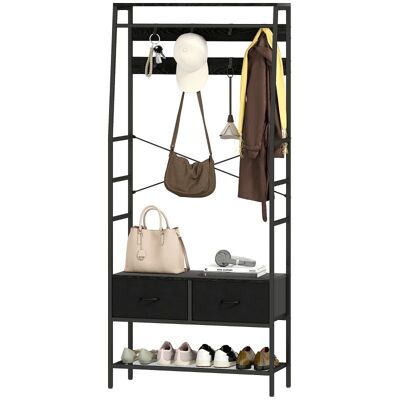 ACKERMAN Porte-manteaux Avec Étagère À Chaussures, 2 Tiroirs En Tissu, Vestiaire Avec 8 Crochets, Étagère, Porte-manteaux Avec Protection Anti-basculement, Pour Entrée, Couloir Et Chambre, Noir - Publicité ACKERMAN Porte-manteaux Avec Étagère À Chaussures, 2 Tiroirs En Tissu, Vestiaire Avec 8 Crochets, Étagère, Porte-manteaux Avec Protection Anti-basculement, Pour Entrée, Couloir Et Chambre, Noir - Publicité
