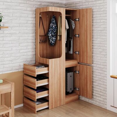 OEM Armoire 70 X 40 X 170 Cm, Avec Tiroirs Et Compartiments De Rangement, Espace Penderie Ouvert, Une Porte, Coloris Bois - Publicité OEM Armoire 70 X 40 X 170 Cm, Avec Tiroirs Et Compartiments De Rangement, Espace Penderie Ouvert, Une Porte, Coloris Bois - Publicité