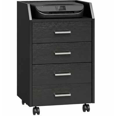 ARRIGONI Caisson De Bureau Rangement Sur Roulettes 4 Tiroirs Coulissants En Bois 40 X 36 X 65 Cm Noir - Publicité ARRIGONI Caisson De Bureau Rangement Sur Roulettes 4 Tiroirs Coulissants En Bois 40 X 36 X 65 Cm Noir - Publicité