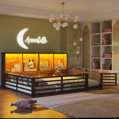 OEM Lit De Jour Avec Barrière, 140 X 200 Cm, Plateforme, Chevet Avec Compartiment De Rangement, Sommier À Lattes (sans Matelas), Barrière Métallique, Noir - Publicité OEM Lit De Jour Avec Barrière, 140 X 200 Cm, Plateforme, Chevet Avec Compartiment De Rangement, Sommier À Lattes (sans Matelas), Barrière Métallique, Noir - Publicité