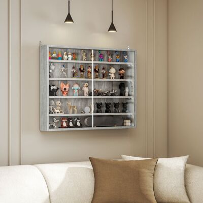 OEM Vitrine Murale 5 Étagères 2 Portes Verre 80x9,5x60 Cm Gris - Publicité OEM Vitrine Murale 5 Étagères 2 Portes Verre 80x9,5x60 Cm Gris - Publicité