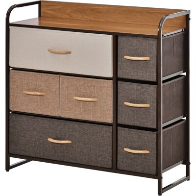 ARRIGONI Commode 7 Tiroirs Meuble De Rangement Tiroir En Tissu Pliant - Structure Acier Noir - 80l X 29l X 78,5h Cm, Multicolore - Publicité ARRIGONI Commode 7 Tiroirs Meuble De Rangement Tiroir En Tissu Pliant - Structure Acier Noir - 80l X 29l X 78,5h Cm, Multicolore - Publicité