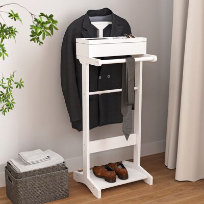 DEVOKO Porte-linge Portable Blanc, Avec Organisateur De Rangement - Publicité DEVOKO Porte-linge Portable Blanc, Avec Organisateur De Rangement - Publicité