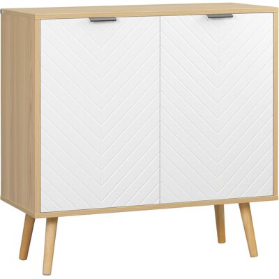ARRIGONI Buffet Salon, Meuble De Rangement Avec 2 Portes Et Étagère Réglable, 77 X 35 X 77,5 Cm, Blanc Et Bois Naturel - Publicité ARRIGONI Buffet Salon, Meuble De Rangement Avec 2 Portes Et Étagère Réglable, 77 X 35 X 77,5 Cm, Blanc Et Bois Naturel - Publicité