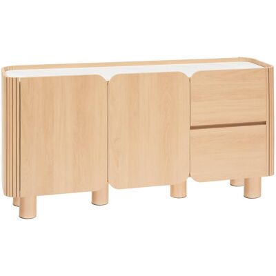 PEGANE Buffet À 2 Portes 4 Niches Et 2 Tiroirs Coloris Effet Bois Naturel - Longueur 160,5 X Profondeur 40,2 X Hauteur 80,2 Cm - Publicité PEGANE Buffet À 2 Portes 4 Niches Et 2 Tiroirs Coloris Effet Bois Naturel - Longueur 160,5 X Profondeur 40,2 X Hauteur 80,2 Cm - Publicité