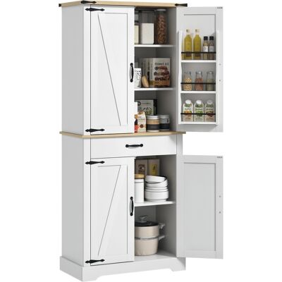 OEM Armoire De Cuisine Buffet Cuisine. 4 Portes. 6 Étagères À Porte.1 Tiroir Et Étagères Réglables 76.5 X 40 X 181 Cm Blanc - Publicité OEM Armoire De Cuisine Buffet Cuisine. 4 Portes. 6 Étagères À Porte.1 Tiroir Et Étagères Réglables 76.5 X 40 X 181 Cm Blanc - Publicité