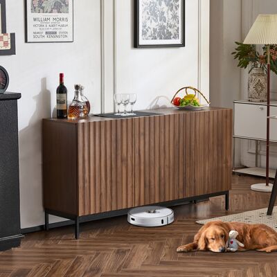 ACKERMAN Buffet Chêne Foncé 150x40x80cm Style Moderne, 3 Portes Design 3d, Étagères Réglables, Anti-basculement, Idéal Salon/salle À Manger/bureau - Publicité ACKERMAN Buffet Chêne Foncé 150x40x80cm Style Moderne, 3 Portes Design 3d, Étagères Réglables, Anti-basculement, Idéal Salon/salle À Manger/bureau - Publicité