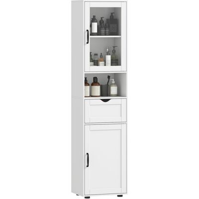 ARRIGONI Colonne De Salle De Bain En Bois Avec 2 Placards Tiroir Et Etagere Ouverte 40x30x165 Cm Blanc - Publicité ARRIGONI Colonne De Salle De Bain En Bois Avec 2 Placards Tiroir Et Etagere Ouverte 40x30x165 Cm Blanc - Publicité