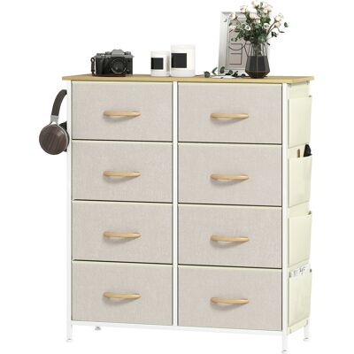 OEM Commode De Chambre À Coucher Avec 8 Tiroirs En Tissu, Montants En Acier, Plateau En Bois, 4 Poches De Rangement, 2 Crochets, Beige - Publicité OEM Commode De Chambre À Coucher Avec 8 Tiroirs En Tissu, Montants En Acier, Plateau En Bois, 4 Poches De Rangement, 2 Crochets, Beige - Publicité
